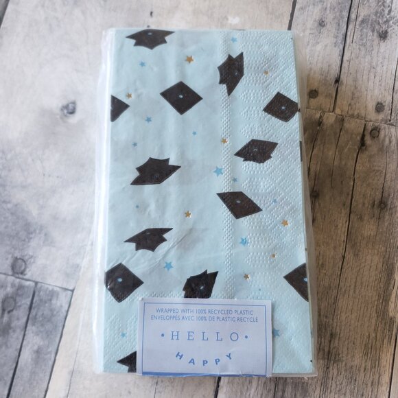 NWT - Graduation Blue and Black Paper Napkins or Guest Towels (40) - Picture 1 of 2